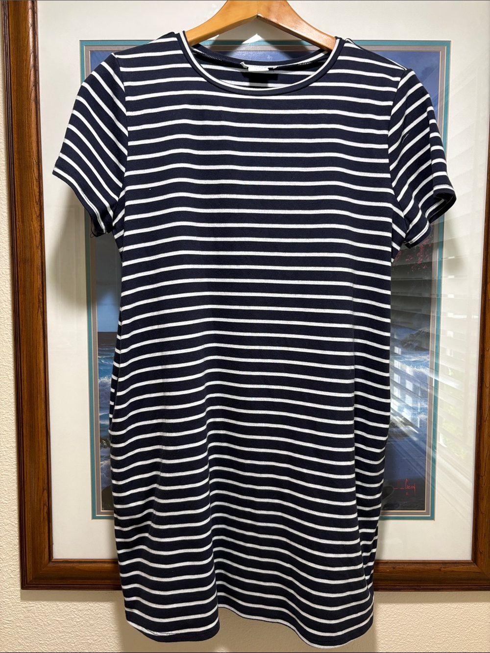 Cynthia Rowley Navy & White Striped Short-Sleeve Mini Dress